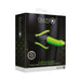 Packaging of Ouch! Glow in the Dark green thigh strap-on with silicone dildo and adjustable black harness