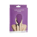 Purple packaging of Ouch Subjugation Mask featuring a person wearing a full head spandex mask with hands touching the face.