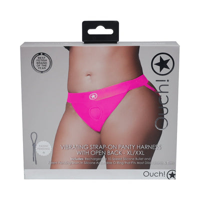 Ouch! Vibrating Strap-on Panty Harness With Open Pink Black