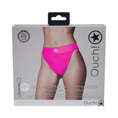 Ouch! Vibrating Strap - on Panty Harness With Open Pink Black Xs/s - SexToy.com