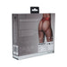 Packaging box of Ouch! Vibrating Strap-on Thong in red showing product details and a model wearing the thong from the back.