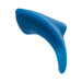 Blue silicone vibrating ring with ergonomic curved design for enhanced stimulation and comfort.