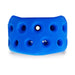 Blue soft silicone ballstretcher with multiple ventilation holes for comfort and electro contact use.