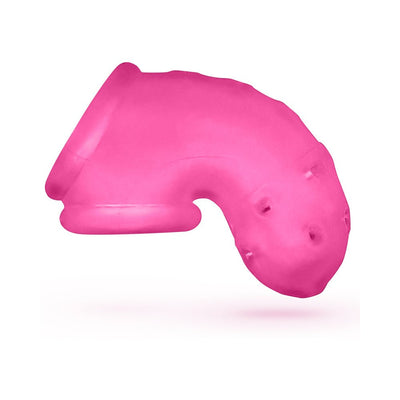 Bright pink vented Airlock Air-Lite chastity cage made of soft silicone with multiple ventilation holes.