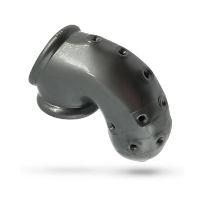 Gray vented Airlock Air-Lite chastity cage with multiple ventilation holes and built-in sling base.