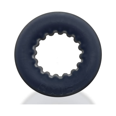 Black ribbed silicone cockring with textured inner grip and matte finish, designed for comfort and enhanced sensation.