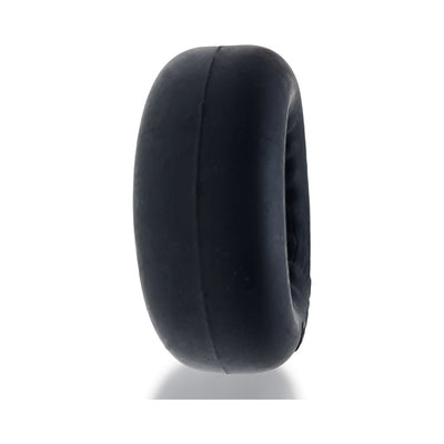 Black soft silicone cockring with a smooth matte finish and rounded edges for comfortable wear.