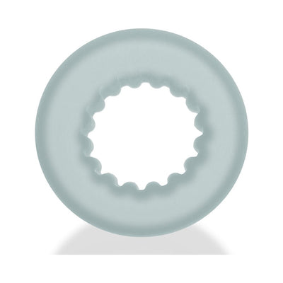 Light blue soft silicone cockring with inner ribbed texture and matte finish for enhanced grip and comfort.