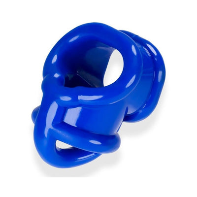 Blue flexible ergonomic ring with split design for comfort and support, made from SuperFLEXtpr material.