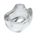 Clear flexible oval-shaped cockring with raised shaft grip flanges and padded base for enhanced fit and support.