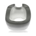 Gray oval-shaped flexible cockring with a notch and thick padded base for enhanced comfort and grip.