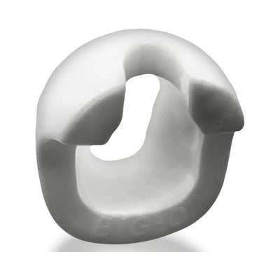 White oval-shaped flexible cockring with raised shaft grippers and padded base by Oxballs Big-D