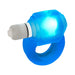 Blue translucent silicone cock ring with integrated LED light and removable white bullet vibrator.