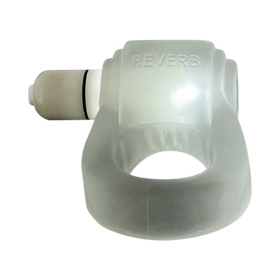 Clear soft silicone cock ring with built-in LED light and textured upper ring for stimulation and secure fit.