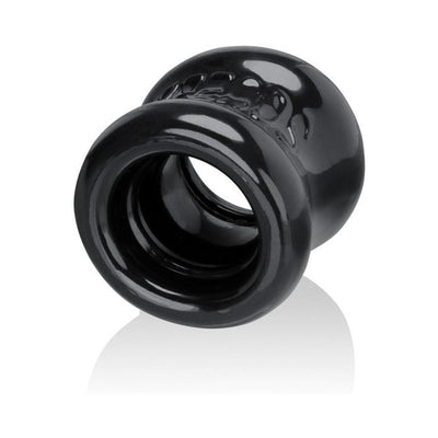 Black flexible ball stretcher with a thick, smooth design and a hollow center for comfortable wear.