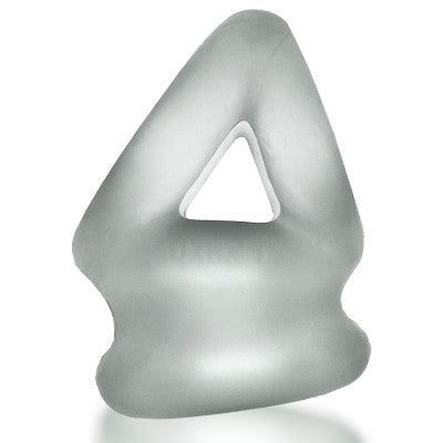 Translucent gray silicone tri-ring cocksling and ballstretcher with a soft, flexible design.