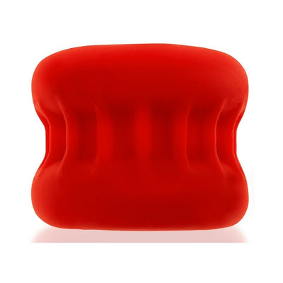 Red silicone ballstretcher with ribbed design for enhanced grip and stretch comfort.
