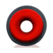 Top view of Oxballs Ultracore Core ballstretcher with Axis ring in red and black silicone design.