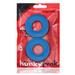 Two blue silicone cockrings in a red Hunky Junk branded package labeled Stiffy bulge-rings.