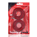 Two red silicone bulge rings in clear red packaging labeled Hunky Junk Stiffy Bulge Rings.