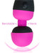 Close-up of pink and black Palm Power Rechargeable Massager showing flexible bendable neck feature.