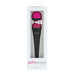 Palm Power Rechargeable Massager with pink silicone head and black handle in white packaging, USB rechargeable and waterproof.