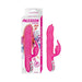 Pink Passion Dolphin Heat Up dual stimulator with textured shaft and USB charger, shown with packaging.
