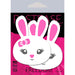 White bunny-shaped nipple pasties with pink ears, heart-shaped nose, and a bow, displayed on Pastease branded packaging.