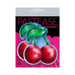 Pastease Cherry nipple pasties packaging featuring bright red cherry design with green leaves on a pink and black background.