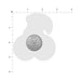 Size comparison of Pastease Cherry nipple pasties silhouette with a US quarter coin on a white background with measurement scale.