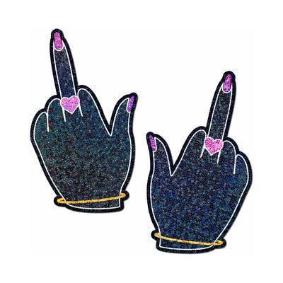 Pastease Glitter Fuck You Middle Finger Pasties - SexToy.com