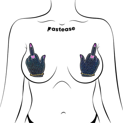 Pastease Glitter Fuck You Middle Finger Pasties - SexToy.com