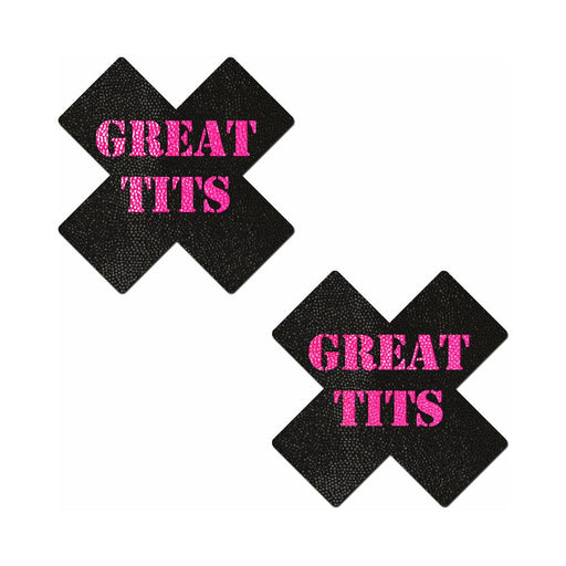 Pastease 'great Tits' Crosses Pasties Black/pink - SexToy.com