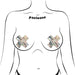 Illustration of a torso wearing silver holographic cross-shaped nipple pasties by Pastease