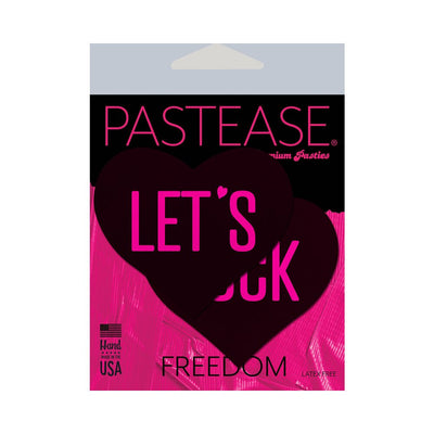 Pastease Love: 'let's Fuck' Black Heart On Neon Pink Base Nipple Pasties - SexToy.com