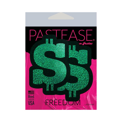 Pastease Money: Green Glitter Dollar Sign Nipple Pasties - SexToy.com