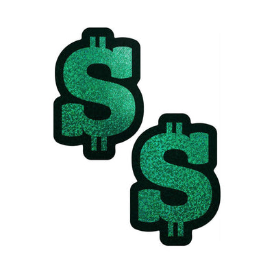 Pastease Money: Green Glitter Dollar Sign Nipple Pasties - SexToy.com