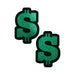 Pastease Money: Green Glitter Dollar Sign Nipple Pasties - SexToy.com