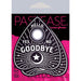Pastease Ouija Planchette shaped black and white nipple pasties with mystical design and text on pink and black packaging.