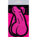 Pair of neon pink novelty nipple pasties shaped like stylized penises with black outlines on branded packaging.