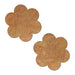 Pair of cream-colored suede flower-shaped reusable nipple pasties with a soft, textured finish.