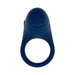 Blue flexible silicone vibrating ring with rounded textured top and circular base.