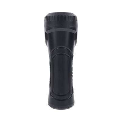 Black ergonomic canister stroker with textured grip and removable cap for easy cleaning.