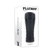 Black Playboy branded medium-sized stroker in textured canister packaging with white box and logo.