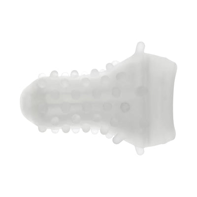 Translucent textured sleeve insert with raised nodules for enhanced sensation.