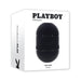 Packaging of the Playboy Tight End Stroker featuring a sleek black oval-shaped device with a textured middle grip.