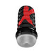 Black and red PDX Elite Air-tight Stroker with frosted removable sleeve and ribbed exterior grip.