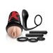 PDX ELITE Ass-gasm Vibrating Kit with realistic stroker, anal plug, cock rings, and dual vibrating bullets in black and flesh tones.