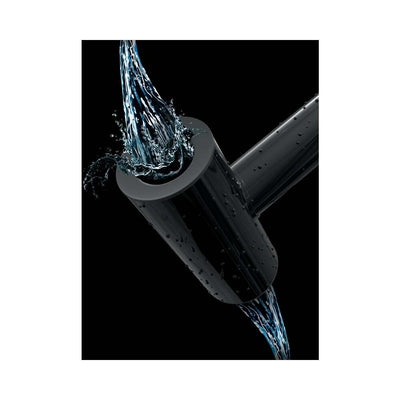 Black PDX Elite Hydrobator with water flowing through its open-ended design, highlighting its waterproof feature.