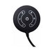 Black circular remote control with power button and plus/minus controls for vibration and rotation settings